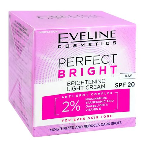 Eveline Brightening Light Day Cream SPF20, Anti Dark Spots, For Even-Toned Radiant Skin, 50ml