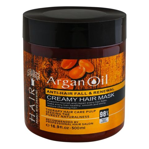 Hair Pearly Wire Drawing Argan Oil Anti-Hair Fall & Renewal Creamy Hair Mask, 500ml