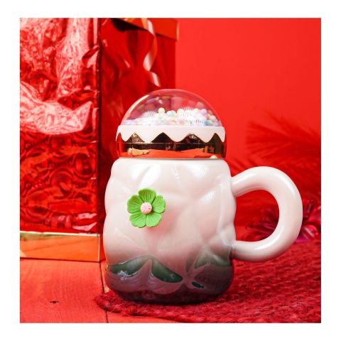 Floral Ceramic Coffee & Tea Mug with Lid, Green, MG-2