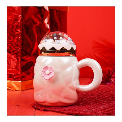 Floral Ceramic Coffee & Tea Mug with Lid, Pink, MG-2