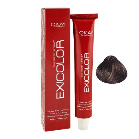 Okay Professionel Exicolor Permanent Hair Color Cream - Salon Quality Hair Dye, 60ml, 5.71 Ash Brown