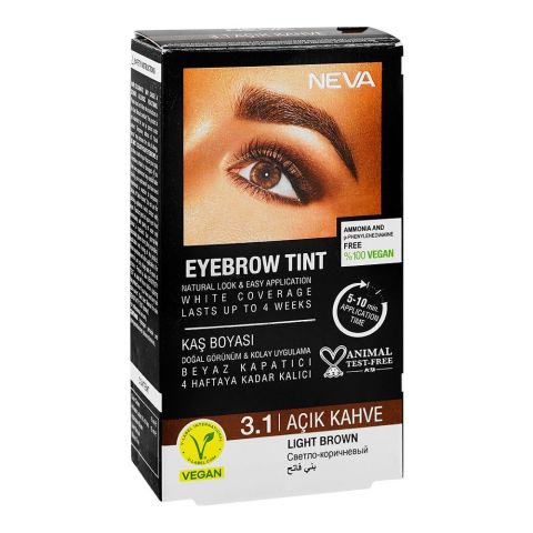 Neva Eyebrow Tint, Ammonia-Free, Long-Lasting Brow Color Dye, 3.1 Light Brown