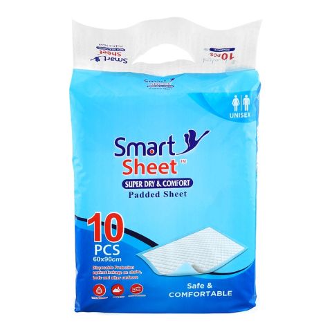 Smart Sheet Super Dry & Comfort Unisex Padded Sheet, 60x90cm, 10-Pack