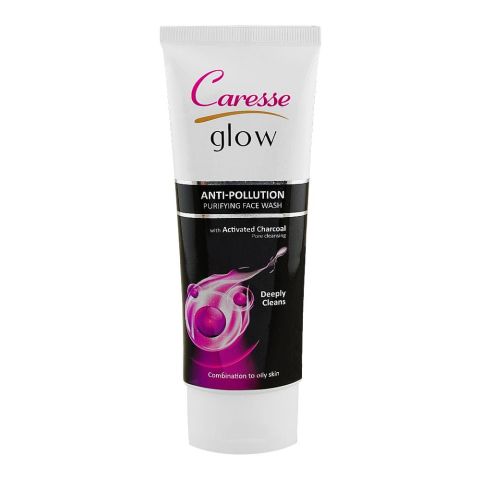 Caresse Glow Anti-Pollution Purifying Face Wash with Charcoal, For Combination to Oily Skin, 100ml