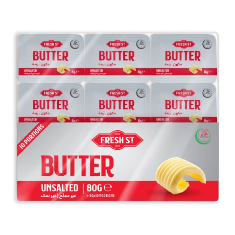 Fresh Street Un-Salted Butter Portions, 8g Each, 10-Pack