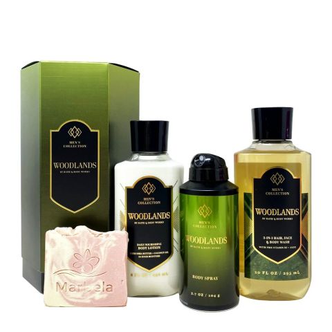 Bath & Body Works Woodlands Gift Set: 295ml Body Wash+226g Body Cream+104ml Body Spray, For Men, 3-Pack