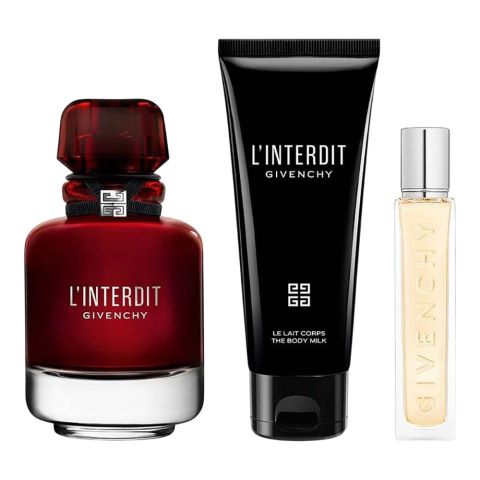 Givenchy L'Interdit Gift Set: Eau De Parfum 80ml+Body Milk 75ml+Travel Spray 12.5ml, For Women, 3-Pack