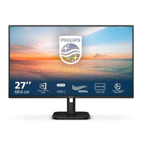 Philips 27" LED Monitor, 100Hz, IPS Panel, FHD, Adaptivesync, Low Blue Light, Flicker-Free, 27E1N1300A