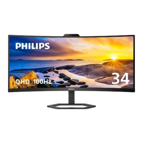 Philips 34" Curved Ultra-Wide LED Monitor with 5.0 Megapixel Built-In Windows Webcam, 34E1C5600HE