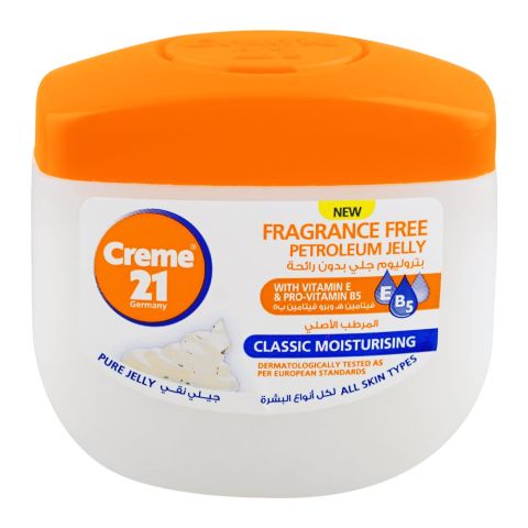 Creme 21 Classic Moisturizing Fragrance Free Petroleum Jelly with Vitamin E & B5, 100ml