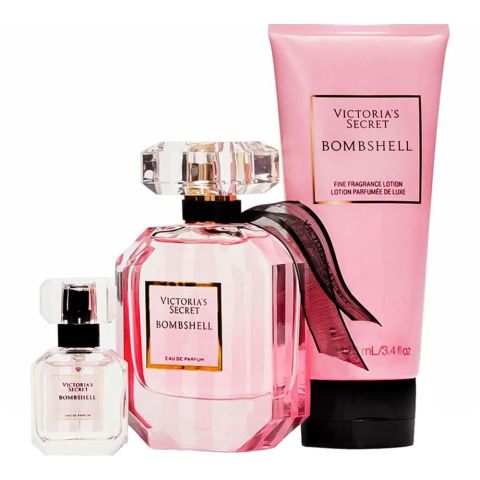 Victoria Secret Bombshell Gift Set: Eau de Parfum 50ml & 7.5ml+Body Lotion 100ml, For Women, 3-Pack