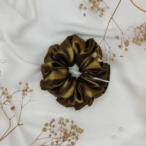 Sandeela Silk/Chiffon Classic Scrunchie, Hair Tie & Ponytail Holder, Bronze, M03-06-1021