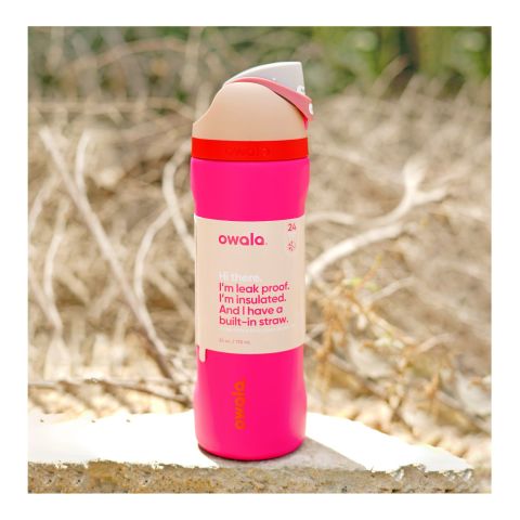 Owala Stainless Steel Insulated FreeSip Water Bottle, Leakproof, 24H Hot/Cold, Mature Pink, 750ml