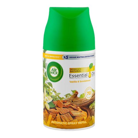Air Wick Essential Oils Refill, Vanilla & Sandalwood, Air Freshener for Home & Office, 250ml