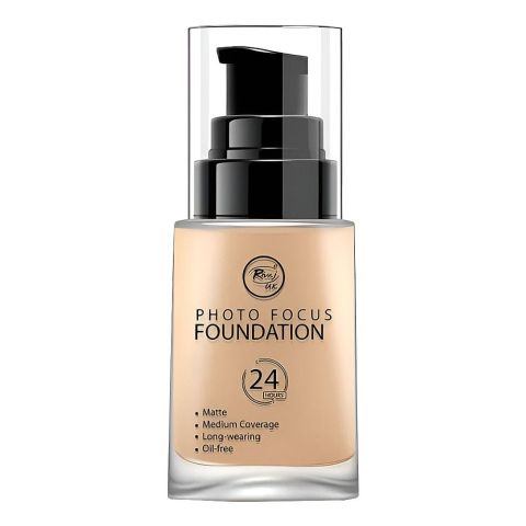 Rivaj UK Photo Focus Liquid Foundation, Matte, Medium Coverage, Oil Free, Long Lasting, 30ml, No. 02