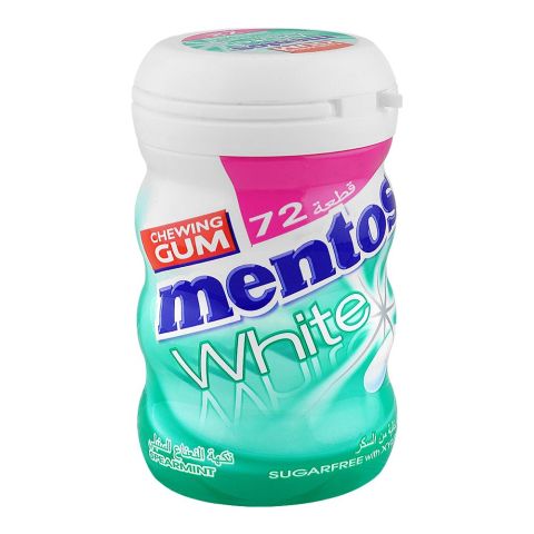 Mentos White Spearmint Chewing Gum Bottle, Sugar Free, 72-Pack