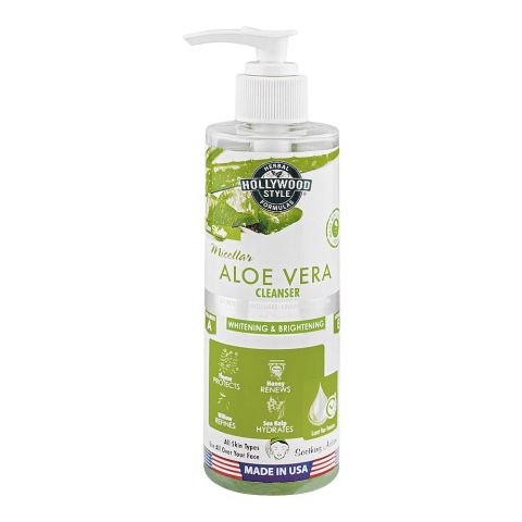Hollywood Style Organic Micellar Aloe Vera Facial Cleansing Gel, 236ml