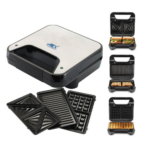 Anex Deluxe Sandwich Maker, 750W, Black & Silver, AG-2047