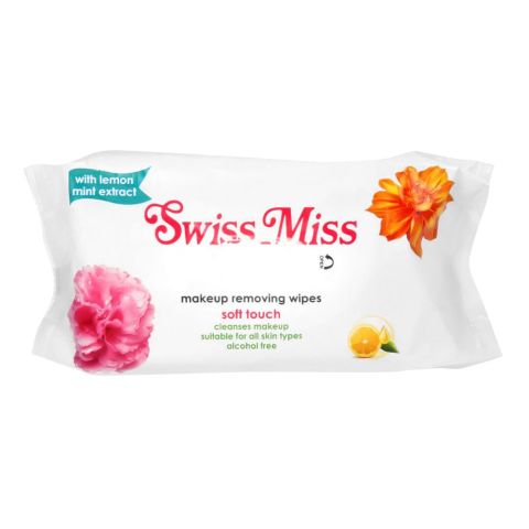 Swiss Miss Soft Touch Makeup Removing Wipes with Lemon & Mint, Alcohol Free, For All Skin Types