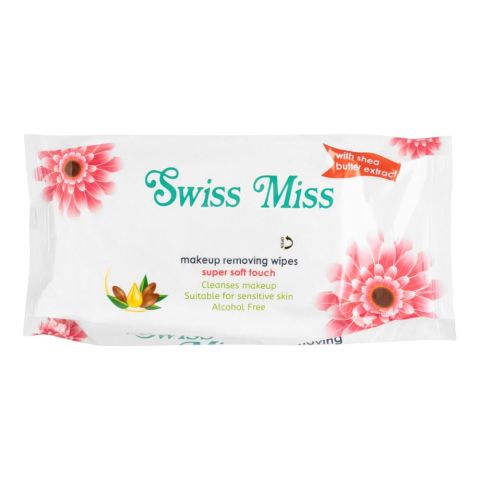 Swiss Miss Super Soft Touch Makeup Removing Wipes with Shea Butter, Alcohol Free, For All Skin Types