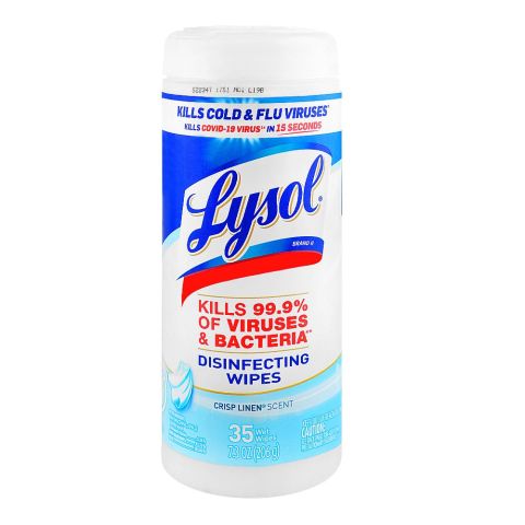 Lysol Antibacterial Disinfecting Wipes, Multi-Surface Cleaner, Crisp Linen Scent, 35 Wipes (206g)