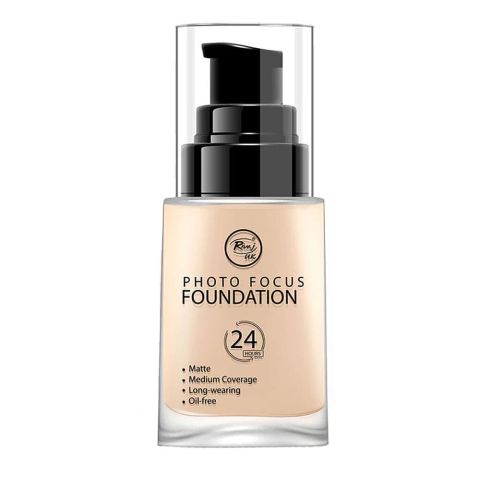 Rivaj UK Photo Focus Liquid Foundation, Matte, Medium Coverage, Oil Free, Long Lasting, 30ml, No. 01