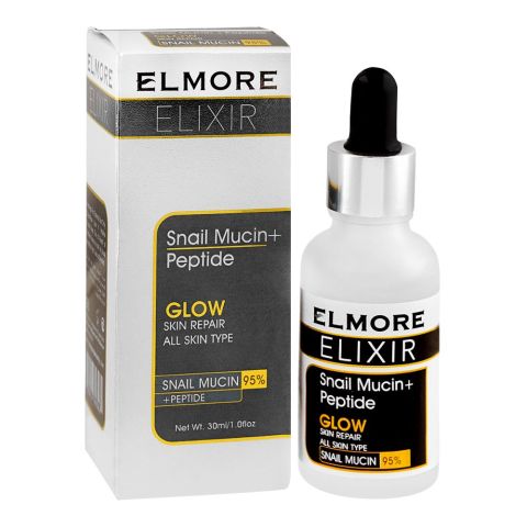 Elmore Elixir Snail Mucin 95% + Peptide Glow Skin Repair Face Serum, For All Skin Types, 30ml