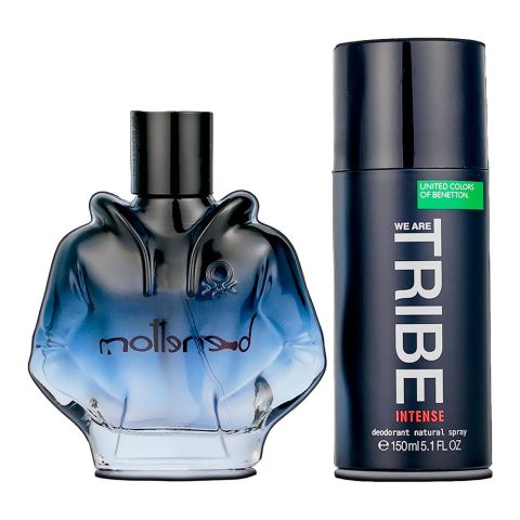 United Colors Of Benetton We Are Tribe Intense Gift Set: Eau de Parfum 90ml+Body Spray 150ml, For Men, 2-Pack