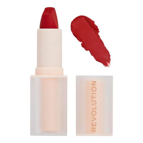 Makeup Revolution Lip Allure Satin Lipstick, 3.2g, Ceo Brick Red