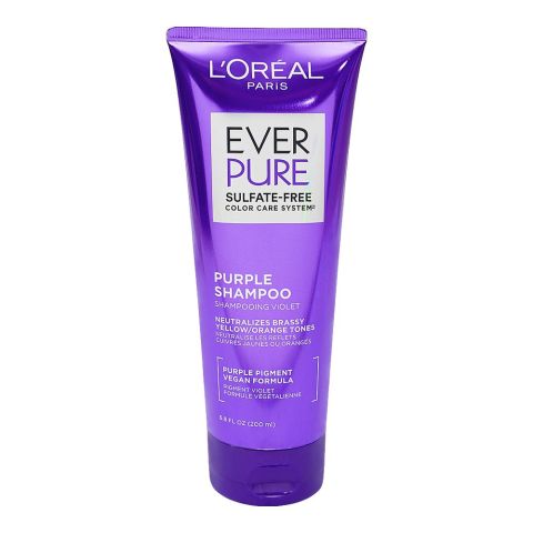 L'oreal Paris Ever Pure Sulfate Free Purple Pigment Shampoo, For Dry, Damaged, Bleached hair, 200ml
