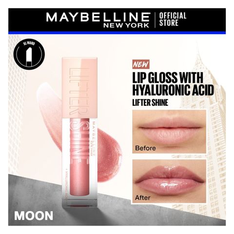 Maybelline New York Lifter Gloss - Hydrating & Shiny Lip Gloss with Hyaluronic Acid, 5.4ml, 003 Moon