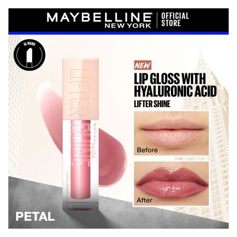Maybelline New York Lifter Gloss - Hydrating & Shiny Lip Gloss with Hyaluronic Acid, 5.4ml, 005 Petal