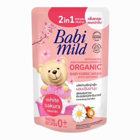 Baby Mild Organic White Sakura Baby Fabric Wash, 530ml Pouch