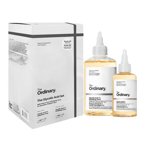 The Ordinary Glycolic Acid 7% Toning Solution Set, Exfoliating Toner for Radiant Skin, 240ml & 100ml, 2-Pack