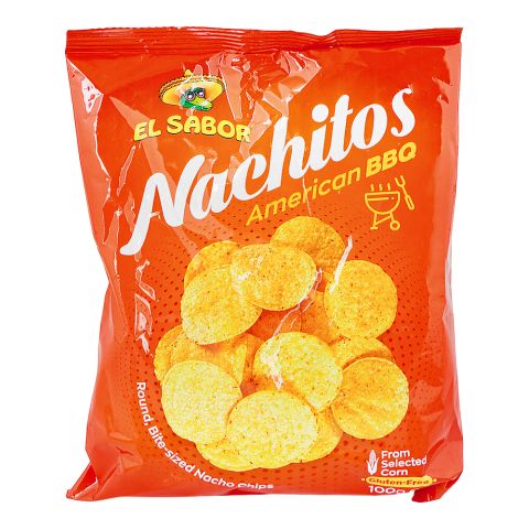 El Sabor Nachitos Chips, American BBQ Flavor, 100g