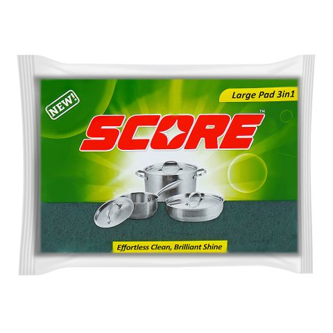 Score Kitchen Green Scourer, 3-In-1 Large Pad, 1-Pack