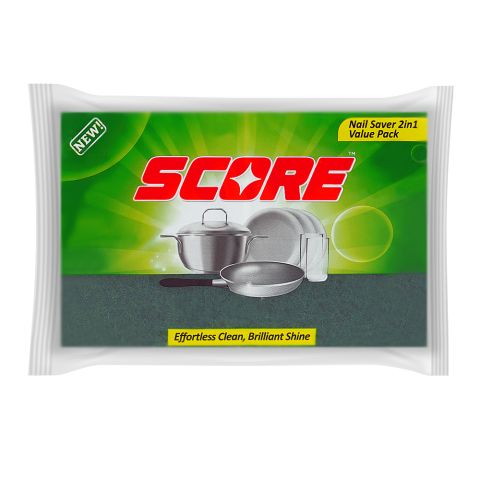 Score Kitchen Green Scourer With Sponge, Nail Saver 2-In-1 Value Pack