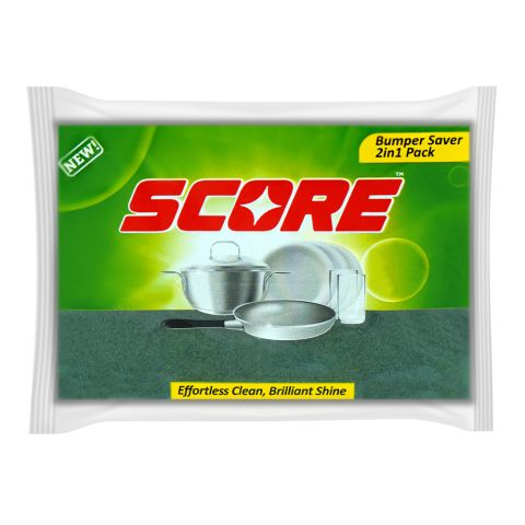 Score Kitchen Green Scourer With Sponge, Bumper Saver 2-In-1 Pack