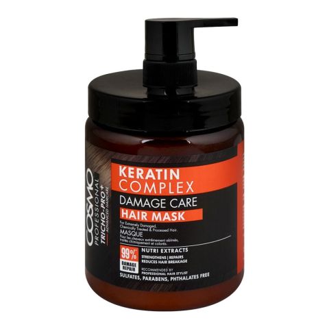 Cosmo Professional Keratin Complex Damage Care Hair Mask, Sulphate & Paraben Free, For Damaged Hair, 1000ml