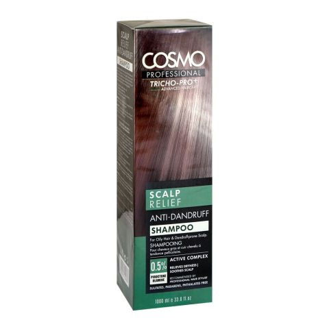 Cosmo Professional Scalp Relief Anti-Dandruff Shampoo, Sulphate & Paraben Free, For Oily Hair, 1000ml