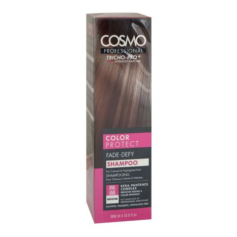 Cosmo Professional Color Protect Fade-Defy Shampoo, Sulphate & Paraben Free, For Color Treated Hair, 1000ml