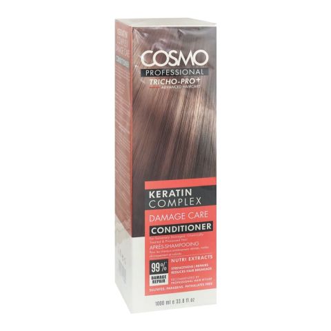 Cosmo Professional Keratin Complex Damage Care Conditioner, Sulphate & Paraben Free, For Damaged Hair, 1000ml