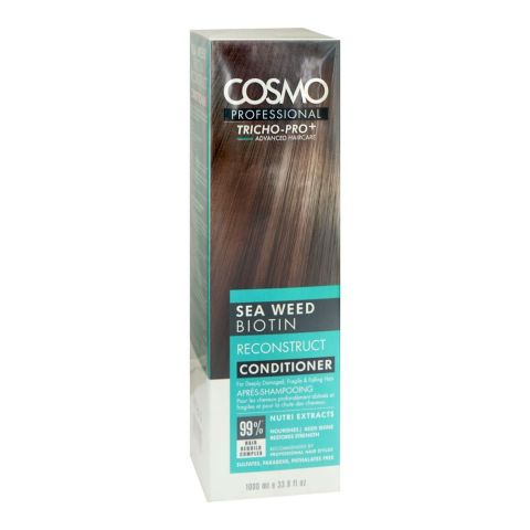 Cosmo Professional Sea Weed Biotin Reconstruct Conditioner, Sulphate & Paraben Free, For Damaged Hair, 1000ml