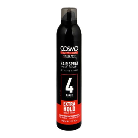 Cosmo Professional Extra Hold Hair Spray, Level 4, UV Protection, Frizz Control, 375ml