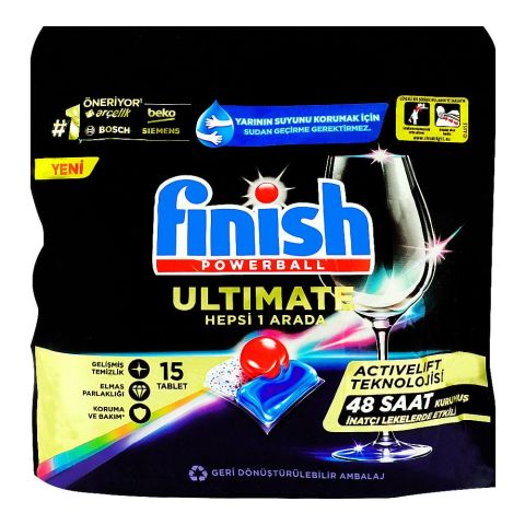 Finish Power Ball Ultimate All In 1 Dishwasher Tablets, 15-Pack, 193.5g