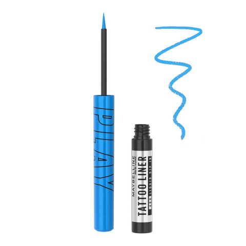 Maybelline Tattoo Play Liquid Eyeliner, Waterproof, 2.1ml, Switch-Metallic Blue