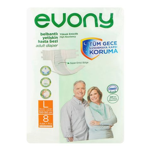 Evony Adult Diaper, 100-150cm, Large, 8-Pack