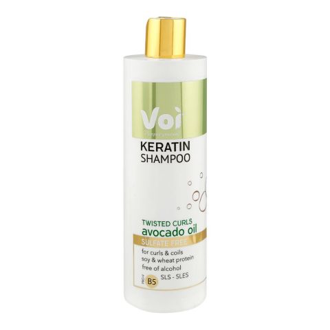 Voi Keratin Shampoo with Twisted Curls Avocado Oil, Sulfate & Alcohol Free, For Curly Hair, 400ml