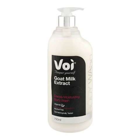 Voi Goat Milk Extract Deeply Moisturizing Body Wash with Vitamin E, Alcohol Free, 750ml
