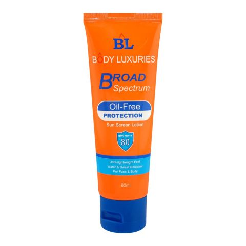 Body Luxuries Broad Spectrum Sunscreen Lotion, Oil-Free, SPF 80, 60g